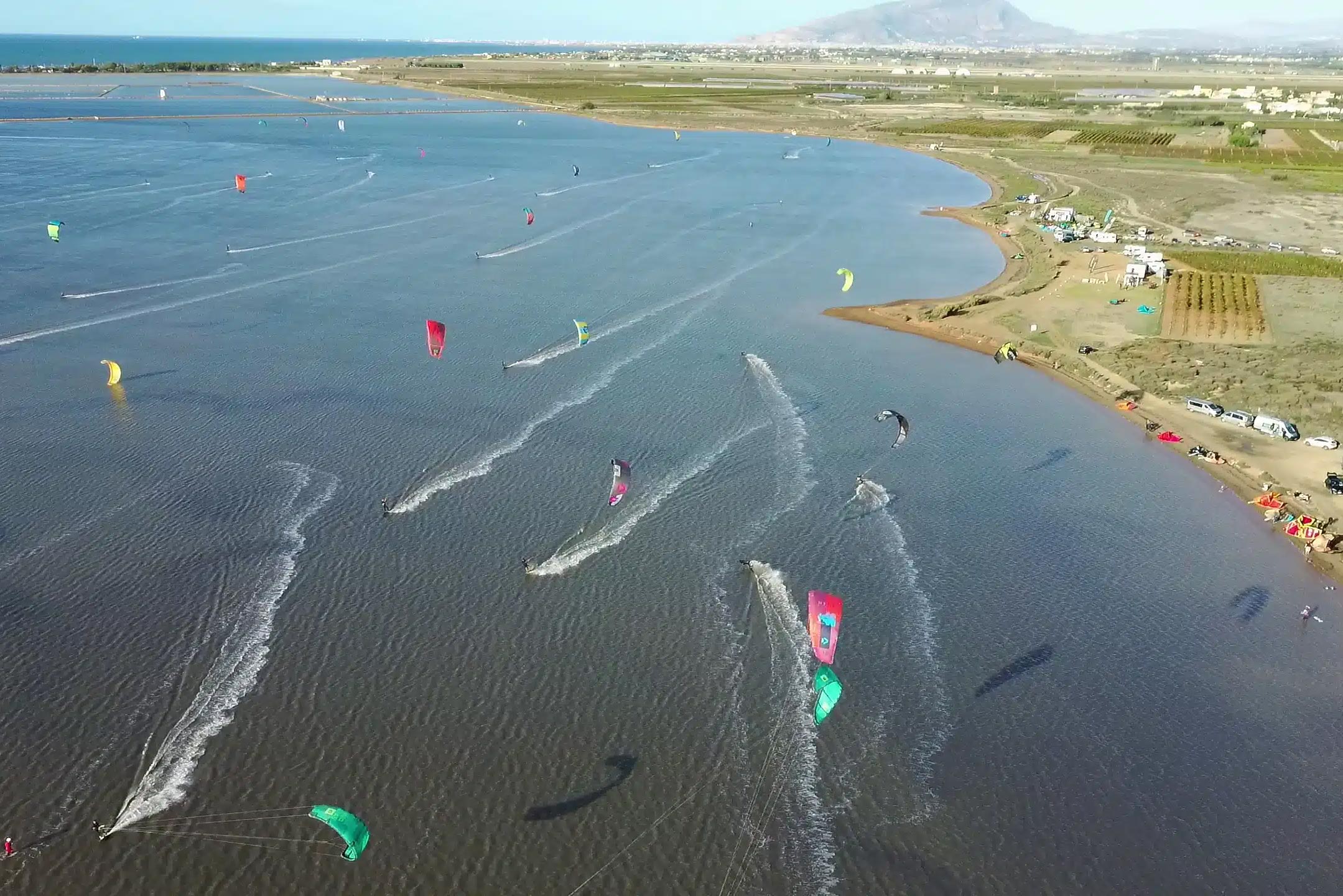 Kitesurfing in the lagoon at Lo Stagnone, Sicily