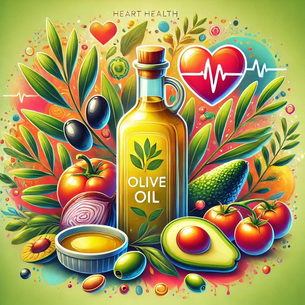 Graphic image of the benefits of olive oil for heart health